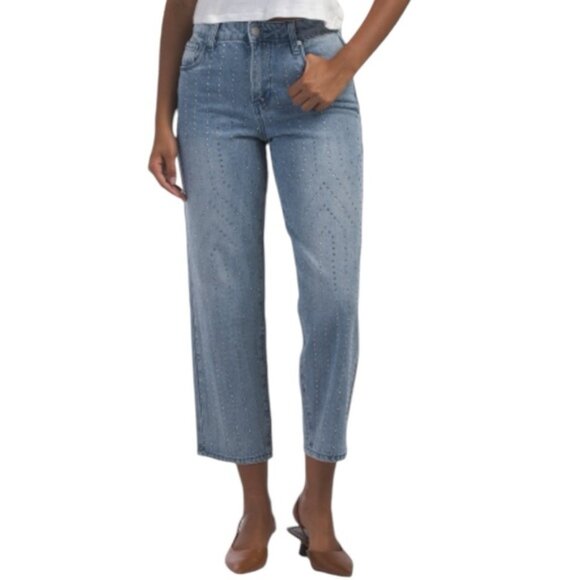 NEW BLANK NYC Rhinestone Embellished Straight Leg Jeans Magic for women 269mn - Picture 3 of 7